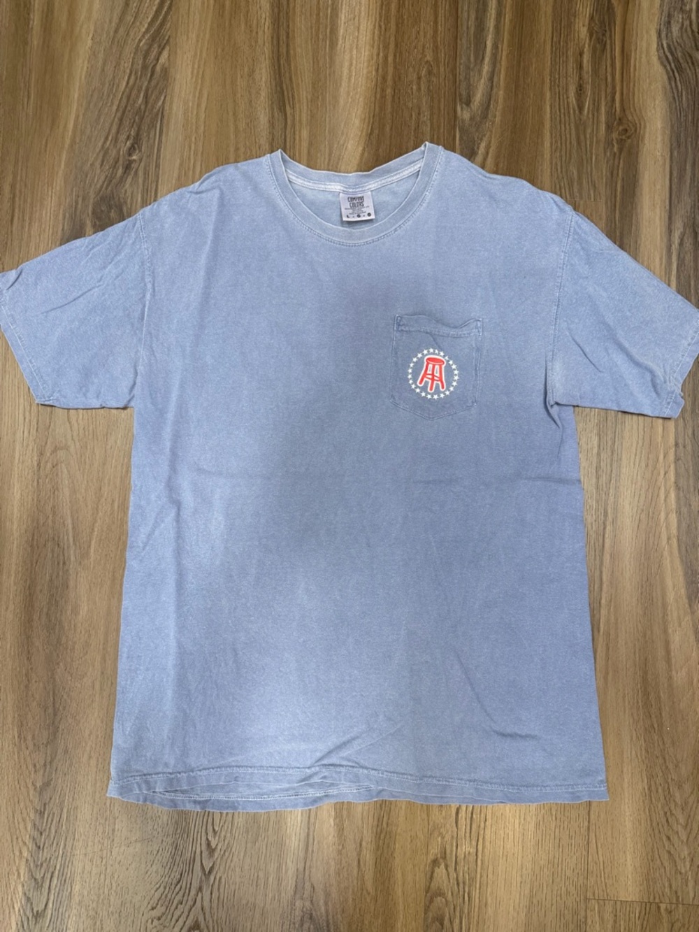 Men's Light Blue Short Sleeve Pocket Tee with Chest Logo